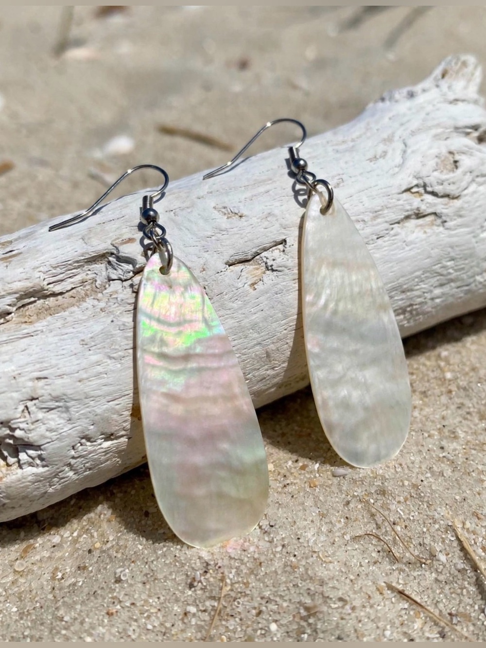 Mother of Pearl Shell Teardrop Dangle Earrings - Beach Collection